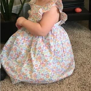 Toddler Girl Floral cottagecore mini dress with capri pants